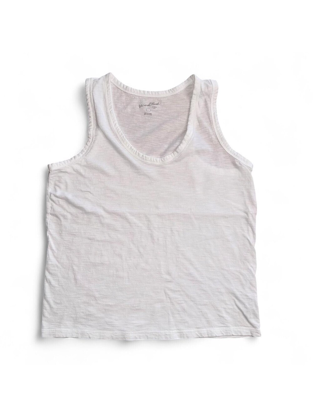 Universal Thread Women's White Cotton Tank Top Large Casual Sleeveless